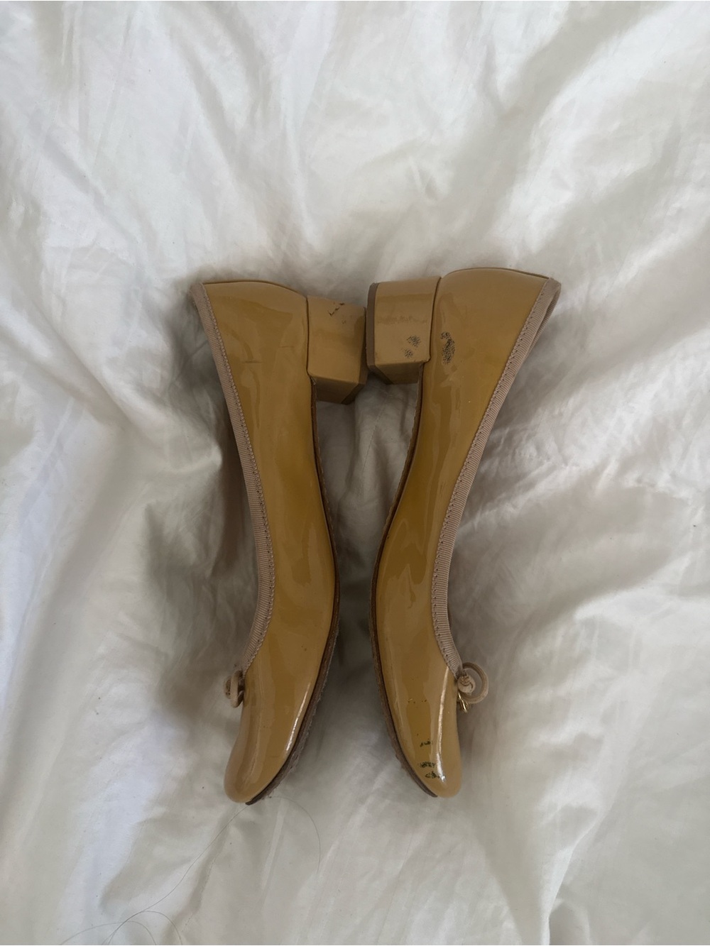 Tory Burch Patent Leather Block Heel Ballet Pump in Mustard - Picture 2 of 4